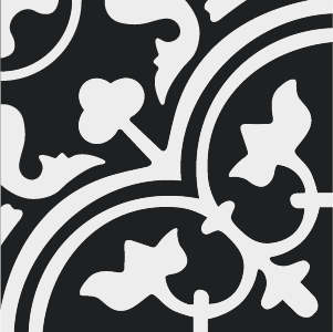Decorative cement tile Marsella I with flowers and petals, leaves and foliage, circles and medallions